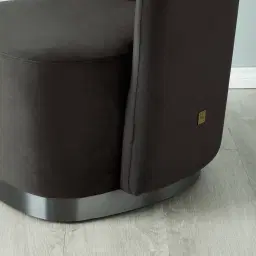 Reina Asymmetrical Charcoal Velvet Chair - Brushed Black Nickel Stainless Steel Legs Right Apex