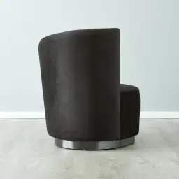 Reina Asymmetrical Charcoal Velvet Chair - Brushed Black Nickel Stainless Steel Legs Right Apex