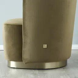 Reina Asymmetrical Olive Green Velvet Chair - Brushed Champagne Gold Stainless Steel Legs Right Apex