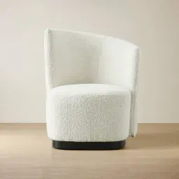 Reina Asymmetrical Cream Boucle Chair - Black Metal Legs Right Apex