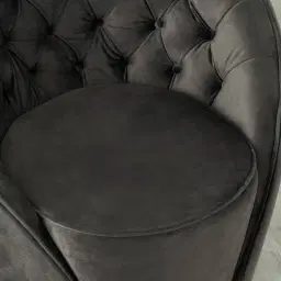 Sonja Charcoal Velvet Swivel Occasional Chair - Brushed Black Nickel Stainless Steel Legs