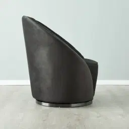 Sonja Charcoal Velvet Swivel Occasional Chair - Brushed Black Nickel Stainless Steel Legs