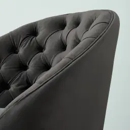 Sonja Charcoal Velvet Swivel Occasional Chair - Brushed Black Nickel Stainless Steel Legs