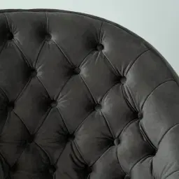 Sonja Charcoal Velvet Swivel Occasional Chair - Brushed Black Nickel Stainless Steel Legs