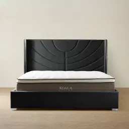 Gertrude Charcoal Velvet King Bed - Brushed Black Nickel Stainless Steel Frame