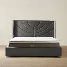Gertrude Charcoal Velvet King Bed - Brushed Black Nickel Stainless Steel Frame