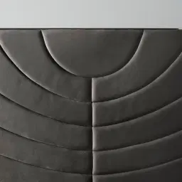 Gertrude Charcoal Velvet King Bed - Brushed Black Nickel Stainless Steel Frame