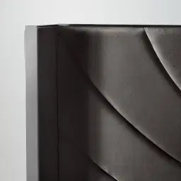 Gertrude Charcoal Velvet King Bed - Brushed Black Nickel Stainless Steel Frame
