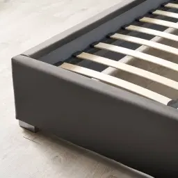 Gertrude Charcoal Velvet King Bed - Brushed Black Nickel Stainless Steel Frame