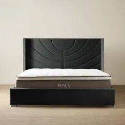 Gertrude Charcoal Velvet King Bed - Brushed Black Nickel Stainless Steel Frame