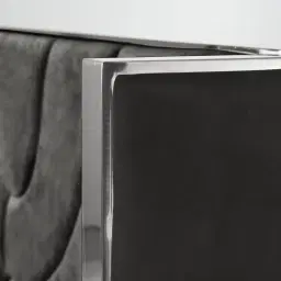 Gertrude Charcoal Velvet Queen Bed - Brushed Black Nickel Stainless Steel Frame