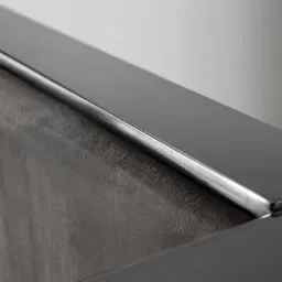 Gertrude Charcoal Velvet Queen Bed - Brushed Black Nickel Stainless Steel Frame