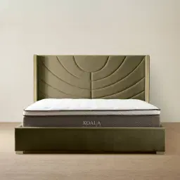 Gertrude Olive Green Velvet King Bed - Brushed Champagne Gold Stainless Steel Frame