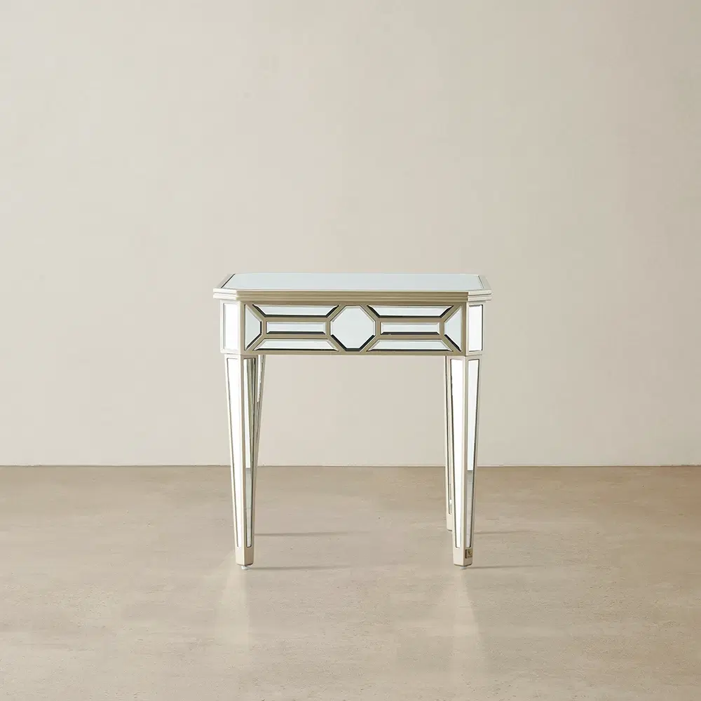 Madeleine Mirror Side Table - Champagne Gold Frame 