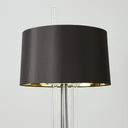 Cassy Brushed Graphite Floor Lamp - Black Fabric Lamp Shade