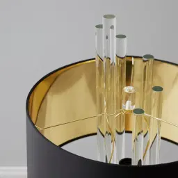 Cassy Brushed Graphite Floor Lamp - Black Fabric Lamp Shade