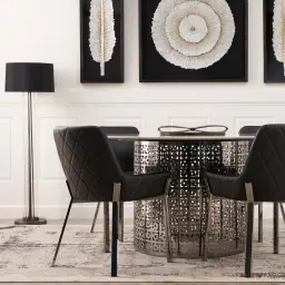 Cassy Brushed Graphite Floor Lamp - Black Fabric Lamp Shade