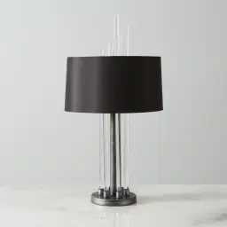 Cassy Brushed Graphite Table Lamp - Black Fabric Lamp Shade
