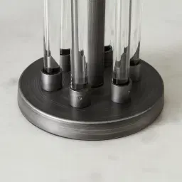 Cassy Brushed Graphite Table Lamp - Black Fabric Lamp Shade