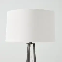 Rogers Brushed Graphite Floor Lamp - White Linen Lamp Shade