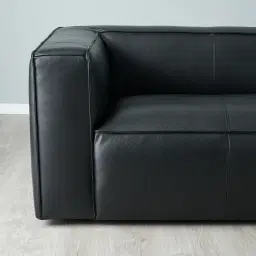 Anver Black Leather 4-Seater Sofa