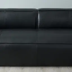 Anver Black Leather 4-Seater Sofa