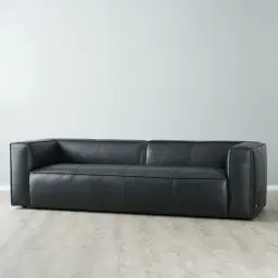 Anver Black Leather 4-Seater Sofa