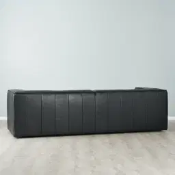 Anver Black Leather 4-Seater Sofa