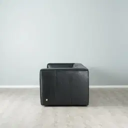 Anver Black Leather 4-Seater Sofa