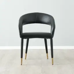 Moulin Black Vegan Leather Dining Chair - Brushed Gold Legs