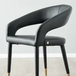 Moulin Black Vegan Leather Dining Chair - Brushed Gold Legs