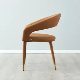 Moulin Walnut Vegan Leather Dining Chair - Brushed Gold Legs