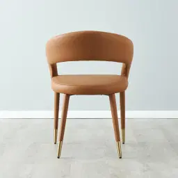 Moulin Walnut Vegan Leather Dining Chair - Brushed Gold Legs