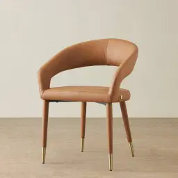 Moulin Walnut Vegan Leather Dining Chair - Brushed Gold Legs