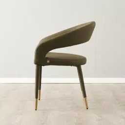 Moulin Sage Green Vegan Leather Dining Chair - Brushed Gold Legs
