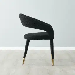 Moulin Black Boucle Dining Chair - Brushed Gold Legs