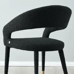 Moulin Black Boucle Dining Chair - Brushed Gold Legs