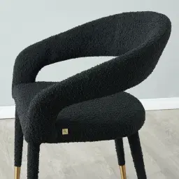 Moulin Black Boucle Dining Chair - Brushed Gold Legs