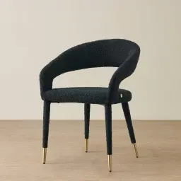 Moulin Black Boucle Dining Chair - Brushed Gold Legs