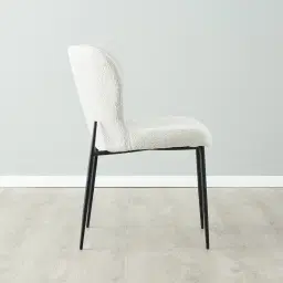 Hailey Snow White Boucle Dining Chair - Black Legs
