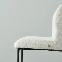 Hailey Snow White Boucle Dining Chair - Black Legs
