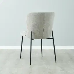 Hailey Vintage Grey Chenille Fabric Dining Chair - Black Legs