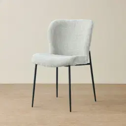 Hailey Vintage Grey Chenille Fabric Dining Chair - Black Legs