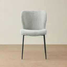 Hailey Vintage Grey Chenille Fabric Dining Chair - Black Legs