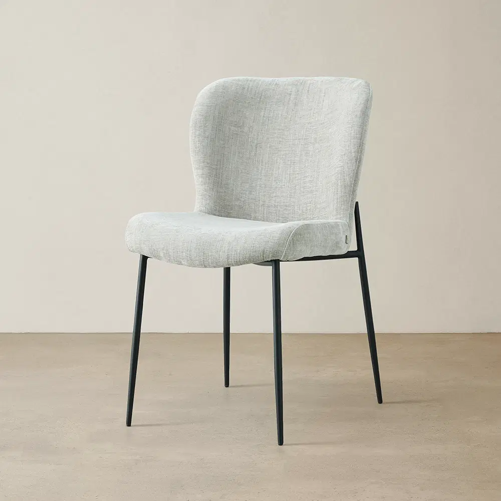 Hailey Vintage Grey Chenille Fabric Dining Chair - Black Legs
