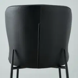 Hailey Black Vegan Leather Dining Chair - Black Legs