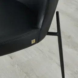 Hailey Black Vegan Leather Dining Chair - Black Legs
