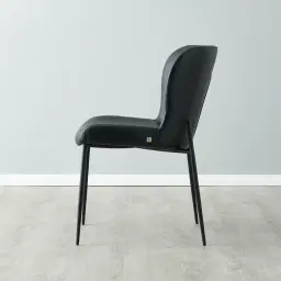 Hailey Black Vegan Leather Dining Chair - Black Legs