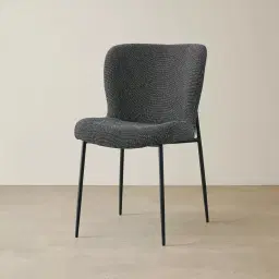 Hailey Cosmos Black Woven Fabric Dining Chair - Black Legs