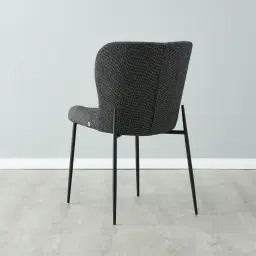 Hailey Cosmos Black Woven Fabric Dining Chair - Black Legs